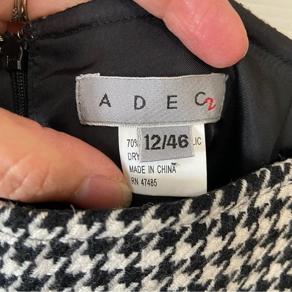 NWT Houndstooth Wool Blend Black and White Skirt Size 12 - Picture 6 of 10